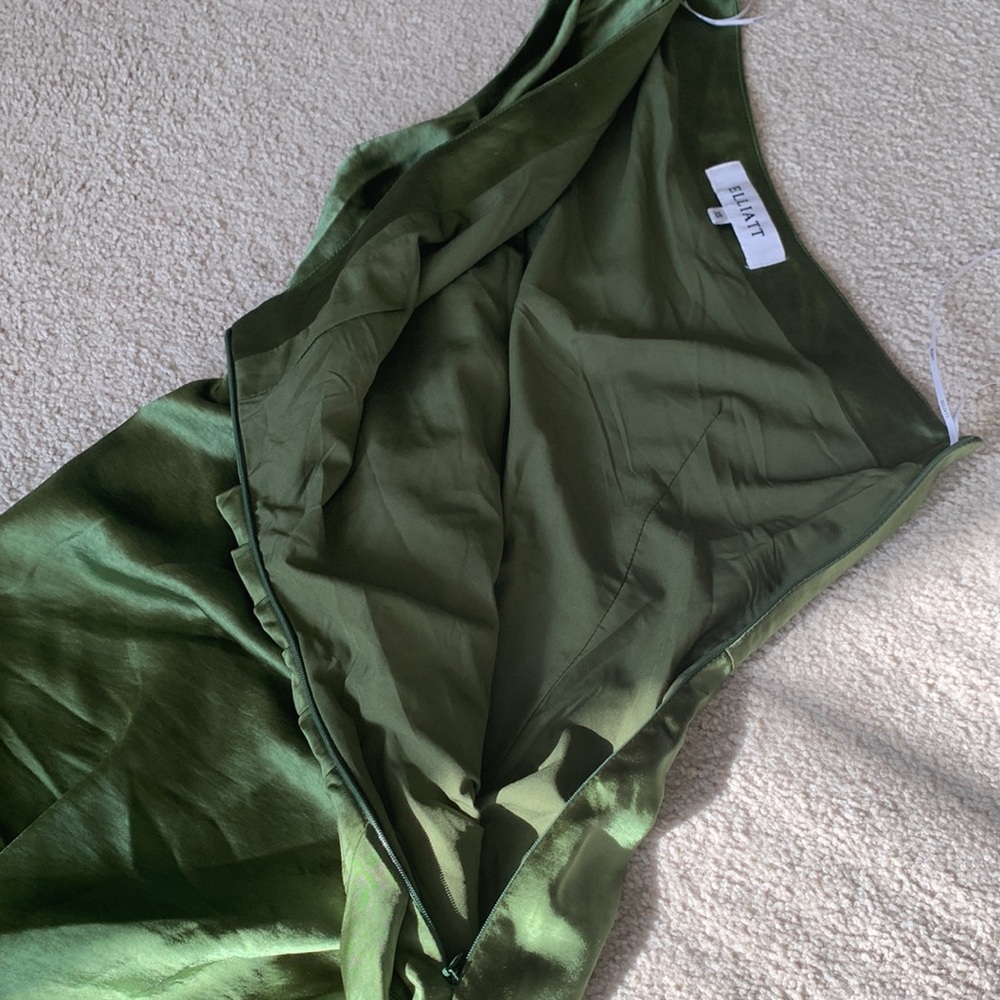 Elliatt Cassini One Shoulder Satin Dress In Fern green - Picture 16 of 16